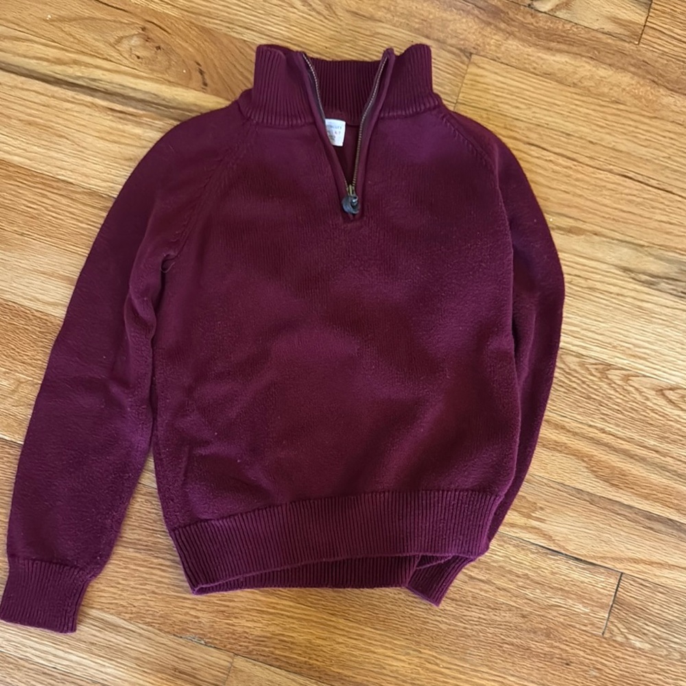 Crewcuts Maroon Cashmere/Cotton Blend Half-Zip Sweater